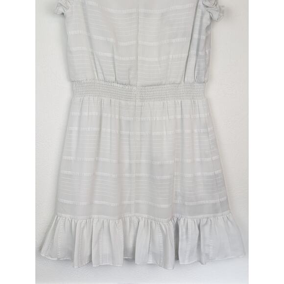 Avec Les Filles Dress Tonal Stripes Ruffles Spring Summer Romantic White Size 10 - Picture 6 of 13